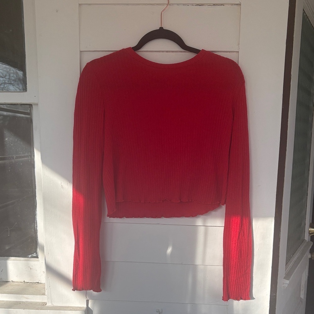 SHEIN Vibrant Red Ribbed Crop Top